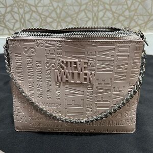 Steve Madden Light Beige Crossbody Bag with Chain Accent